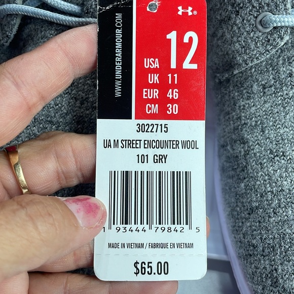 (A) Under Armour Men's Street Comfort Sneakers
Encounter Wool 101 Grey
Size 12 - Picture 6 of 11